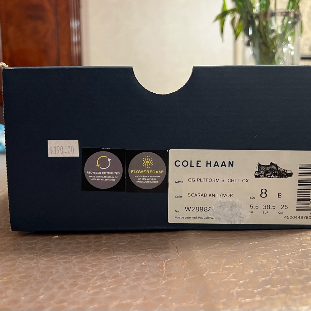 NWT Cole Haan Women's Øriginal Grand Platform Oxford in Scarab Ivory Knit Size 8 - Picture 8 of 8